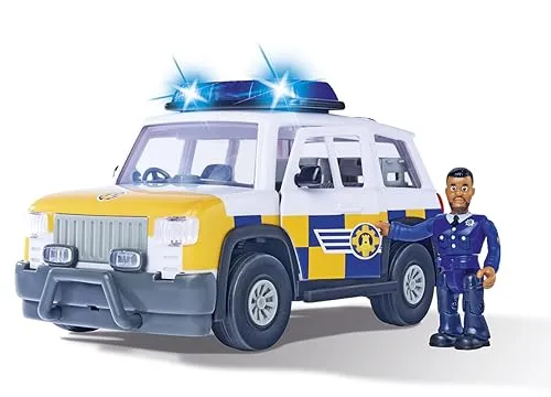 SIMBA 109251096038 Feuerwehrmann Sam Jeep Polizei Mit Figur 109251096038