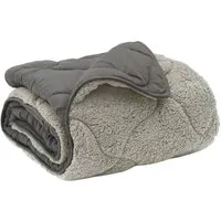 vidaXL Ganzjahresbettdecke Gepolstert Hellgrau 220 x 240 cm - Vielseitige Ganzjahresbettdecke mit doppelseitigem Mikrofaser- und Fleece-Stoff. Ideal für jeden Schlafstil und sorgt für optimalen Komfort zu jeder Jahreszeit.