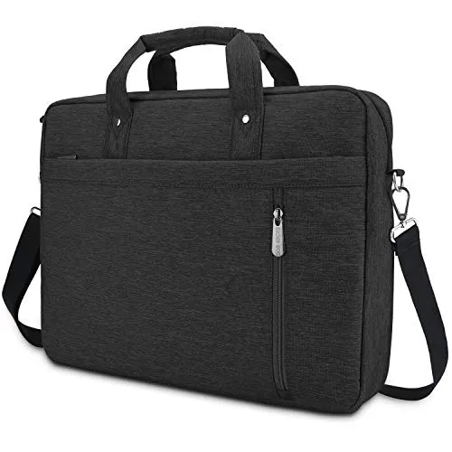 DOB SECHS Laptoptasche 15-15,6 Zoll Aktentaschen Notebooktasche Schulter Tasche für Uni Arbeit Business (Schwarz)