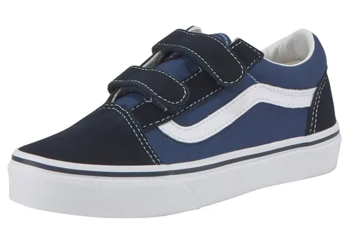 Vans UY Old Skool V navy/true white - Stylische Sneaker für Kinder - Sneaker in klassischem Design, mit bequemem Klettverschluss und robustem Obermaterial für optimalen Halt und Style.