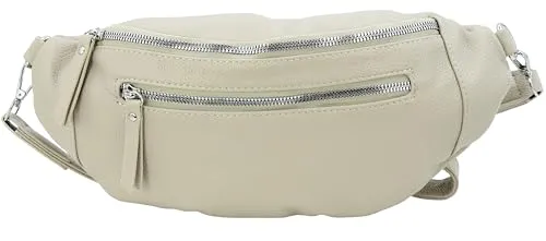 Jennifer Jones Damen Bauchtasche - Vielseitige Gürteltasche in Beige - Umhängetasche für Alltag und Reisen, variabel als Bauchtasche oder Crossbody Bag tragbar. Großes Hauptfach mit zusätzlichen Fächern für optimale Organisation.
