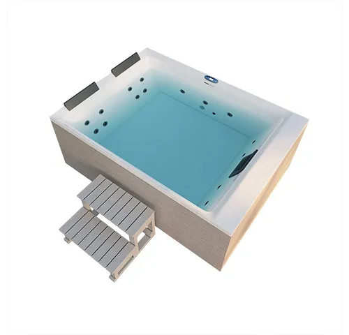 Home Deluxe Outdoor Whirlpool Nimbus - Entspannung für 2 Personen - Garten - Outdoor Whirlpool mit Treppe, Thermoabdeckung und 18 Massagedüsen für ultimativen Komfort und Wellness im eigenen Garten.