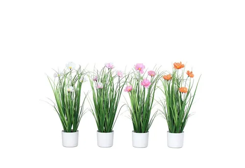 Kunstblume Cosmea im Topf, 36 cm - DPI - Dekorative Kunstblume mit Cosmea-Blüten in einem eleganten weißen Topf. Ideal für eine pflegeleichte Raumgestaltung und vielseitige Dekorationsmöglichkeiten.