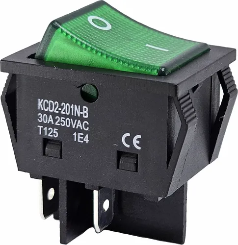 Wippschalter grün 30A 2504 Pin Einbaumaß 30x22mm Ein-Aus-Kippschalter beleuchtet