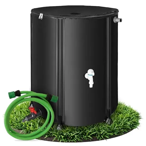 Melko Regentonne faltbar 380L mit Auslaufhahn - Regentonne für nachhaltige Gartenbewässerung, witterungsbeständig mit einfachem Zugang durch tiefen Auslaufhahn und platzsparender Lagerung.