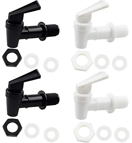 Stück Kunststoff Getränkespender Zapfhahn, Ersatzhahn geeignet für Kalte und heiße Getränke, Wasserhahn, Fass, Getränkespender, für Gäreimer Homebrew, Herstellung von Wein, Bier(Schwarz + Weiß) 4