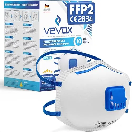 VEVOX FFP2 Filtrierende Halbmasken mit Ventil – 10er Set von VEVOX