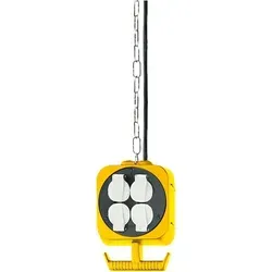 Brennenstuhl Hängeverteiler 16 A - Praktischer Pendelverteiler mit 8 x Schutzkontakt - Schutzkontaktsteckdosen mit 8 Ausgängen, IP20, schlagfestes Gehäuse und 3 m Stahl-Gliederkette für flexibles Arbeiten. Ideal für Werkstätten und Baustellen.