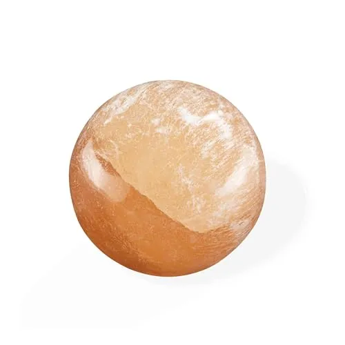 NKlaus Oranger Selenit Kugel 8cm – Heilstein für Chakra-Heilung, Energiearbeit & Reiki, ideal für Entspannung, Meditation & Handmassage
