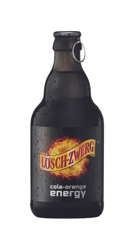 Löschzwerg Cola-Orange Energy 20x0,33L - Erfrischender Softdrink in Glasflaschen, ideal für Partys oder als Durstlöscher, mit einem einzigartigen Cola-Orange Geschmack.