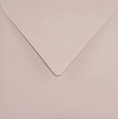 Alt-Rosa quadratische Briefkuverts Spitzklappe 153x153 mm 120g Keaykolour Old Rose farbige Briefumschläge Recycling bunte Umschläge quadratisch für Hochzeits-Einladungen Danksagungskarten 25