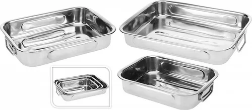 Edelstahl Brattopf Backform 37x20 cm mit Haltegriffen