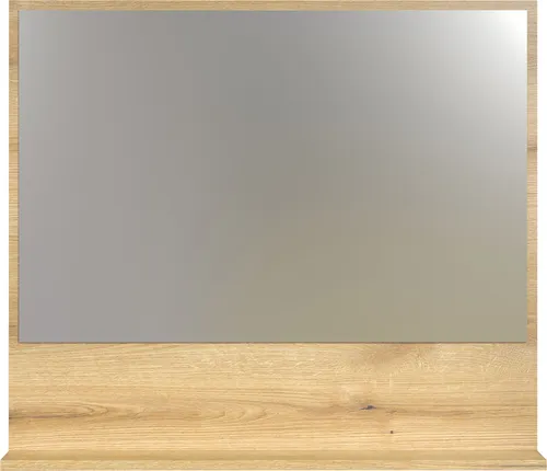 trendteam Bad Spiegel Pure Bliss – Eiche Melamin, 80x74x14 cm - Badspiegel mit Ablageboden, widerstandsfähig und nassraumgeeignet, ideal für ein trendiges Badezimmer im Akustikpaneellook.