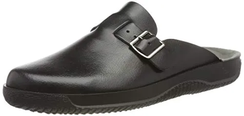 Rohde Soltau Herren Hausschuh in Schwarz, Größe 45 - Hochwertige Herren Pantolette aus Leder, ideal für Zuhause und Beruf, mit verstellbaren Schnallen für perfekten Halt und gepolstertem Fußbett für optimalen Komfort.