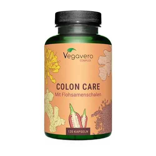 Colon Cleanse Vegavero | 60 Tage natürliche Darmkur | Ballaststoffe (Flohsamenschalen), Milchsäurebakterien, Ingwer & Galgant | Bei Verstopfung & Blähungen | Vegan & Ohne Zusätze | 120 Kapseln