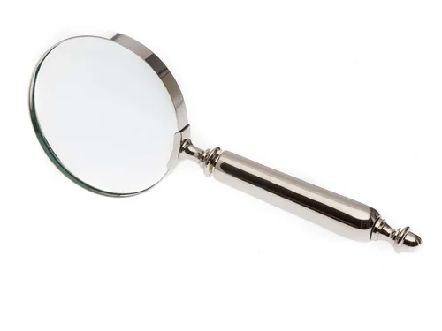Aubaho Handlupe im Antik Stil – Leselupe mit Vergrößerung - Elegante Handlupe im antiken Design, ideal für präzises Lesen. Maße: 10 x 26 x 3 cm, aus vernickeltem Metall und Glas gefertigt. Ein stilvolles Accessoire für Bücherliebhaber.