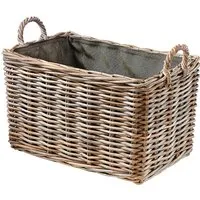 Kobolo Kaminholzkorb eckig aus grauem Rattan von Kobolo