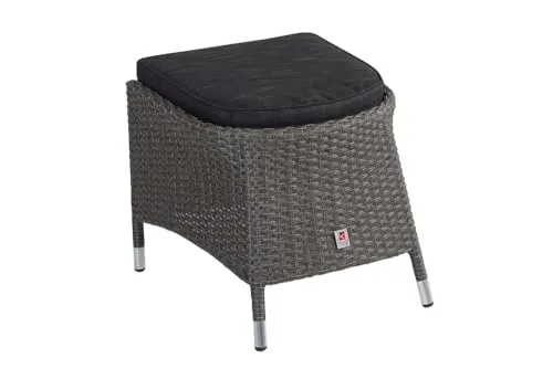 Wholesaler Hocker aus Polyrattan - Eleganter Hocker für Gartenmöbel, mit stabiler Aluminium-Unterkonstruktion und stilvollem Polyrattan-Geflecht. Perfekt kombinierbar mit dem Barcelona Dining Sessel. Maße: Höhe 43cm, Breite 57cm, Tiefe 71cm.