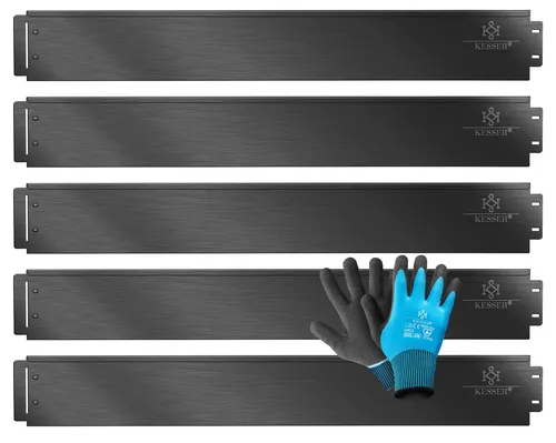 KESSER® Rasenkante Beeteinfassung 100x14cm oder 100x18cm - Beeteinfassung aus verzinktem Metall, flexibel und robust, ideal für saubere Abgrenzungen zwischen Rasen und Beet, mit einfacher Montage und Schutz vor unerwünschten Wurzeln.