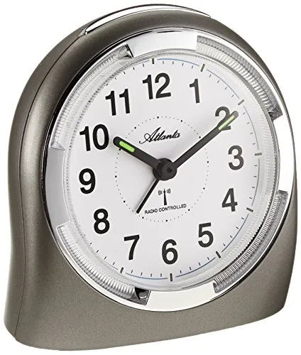 Atlanta Funkwecker Geräuscharm Licht Snooze Anthrazit