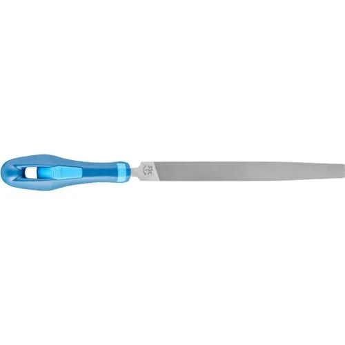 PFERD TOOLS Werkstattfeile Flachspitz, 150mm, rechteckige, spitz zulaufende Feile, Kreuzhieb H2 auf vier Seiten, Ergonomie-Feilenheft, 11216157 – für universelle Schrupp- und Schlichtarbeiten geeignet