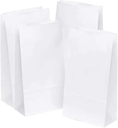 VIVIIHOO Papiertüte 50 weiß 15×27×9cm Geschenktüte Kraftpapier Basteln DIY Bodenbeutel Süßigkeiten Geschenkverpackung Tasche Urlaub Geburtstagsfeier Kraftpapier