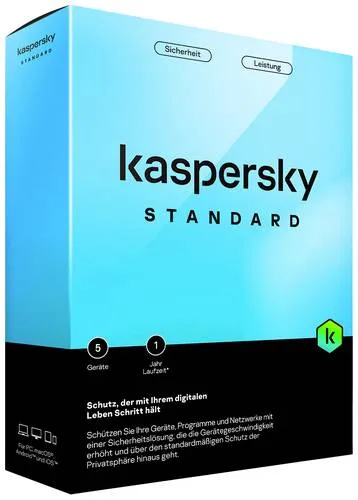 Kaspersky Standard Anti-Virus Jahreslizenz, 5 Lizenzen Windows, Mac, Android, iOS Antivirus
