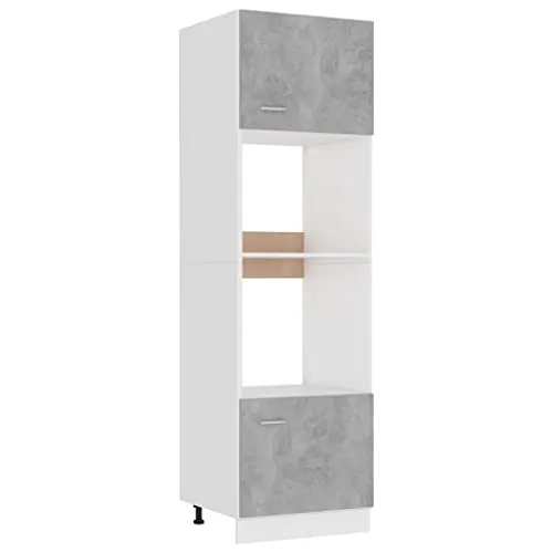 vidaXL Mikrowellenumbauschrank Betongrau 60x57x207cm - Buffetschrank mit schickem Design, bietet viel Stauraum für Küchengeräte und ist leicht zu reinigen – ideal für eine organisierte Küche!