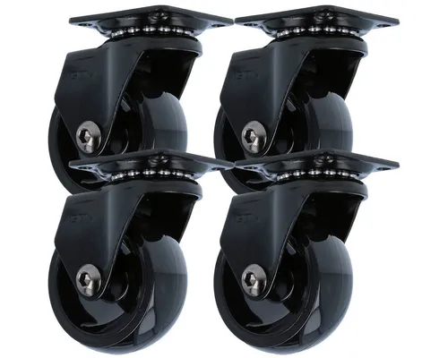 Ms Beschläge - 4er Pack Hartboden-möbelrolle Anschraubplatte Design Lenkrolle Schwarz 50mm