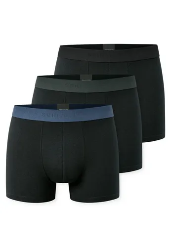Schiesser Herren 3 Pack Boxershorts Bio Baumwolle - Kleidung: 3er-Pack schwarze Herren-Shorts aus 95% Bio-Baumwolle, mit sportlichem Logo-Webgummibund für optimalen Tragekomfort und Formstabilität.