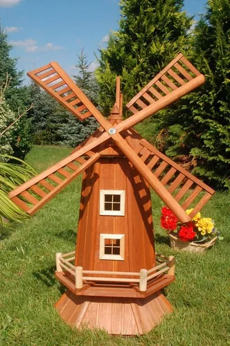 Produktbild DSH DEKO SHOP HANNUSCH Gartenfigur Windmühle aus Holz – 1,15 Meter hoch