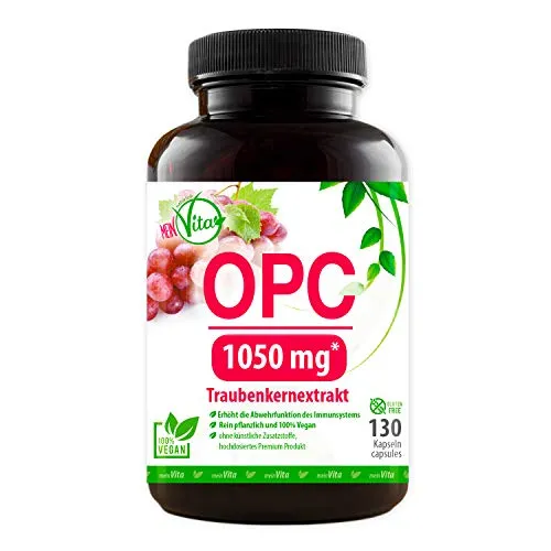 MeinVita OPC - Traubenkern Extrakt 1050 mg OPC hochdosiert - Tagesportion, 130 Vegane Kapseln, 1er Pack (1 x 81 g)