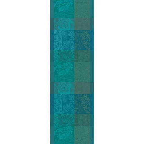 Garnier-Thiebaut Tischläufer Mille Rameaux Emeraude 55x180 cm - Eleganter Tischläufer aus 100% Baumwolle in grün, jacquard-gewebt, ideal für festliche Anlässe oder den täglichen Gebrauch. Maße: 55x180 cm.
