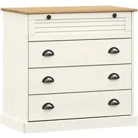 vidaXL Kommode VIGO Weiß 80x40x76 cm aus Massivholz Kiefer - Kommode in Weiß aus robustem Kiefer-Massivholz, ideal für kleinen Raum mit 4 geräumigen Schubladen für optimalen Stauraum.