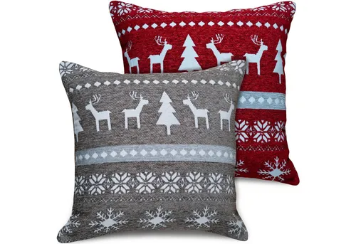 matches21 HOME & HOBBY Kissenbezüge 2er Misch-Set Kissenhüllen 45x45 cm Elche & Muster beige rot als Deko, (2 Stück), Zierkissen-Bezüge für Sofa-Kissen, Couch-Kissen