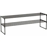 Relaxdays Schuhregal Metall Schwarz Stapelbar Stecksystem 2 Ebenen 38 cm x 117 cm x 30 cm