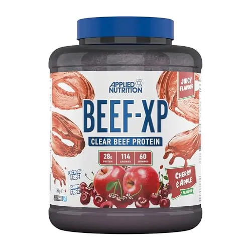 Applied Nutrition Beef XP – Klares Hydrolysiertes Fruchtsaftartiges Beef Protein Isolate, Beef Protein Powder ohne Milchprodukte, Laktose, Zucker, Fettarm (1.8kg, Cherry & Apple)
