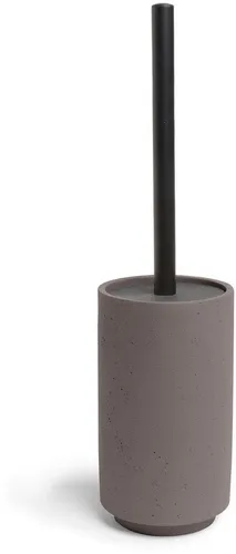 Möve Toilettenbürstenhalter Grey, 10 x 10 x 38 cm - WC-Bürsten & Halter, eleganter Halter aus poliertem Zement mit markanten schwarzen Details für einen modernen Look im Badezimmer