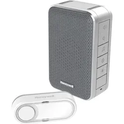 Honeywell DC313SG Funkgong Komplett-Set - Türklingelanlagen mit bis zu 150 m Funkreichweite, 6 einstellbaren Melodien und LED-Blitzlicht für optimale Sichtbarkeit.