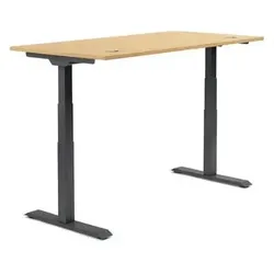 Höhenverstellbarer Schreibtisch Buche 1600x605mm - Ergonomischer Arbeitsplatz mit Memory-Handschalter und Kollisionsschutz. Maximale Beinfreiheit dank traversenfreier Konstruktion. Ideal für mehr Bewegung im Büro.