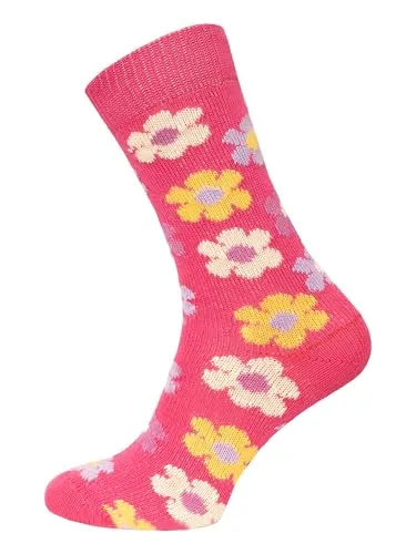HomeOfSocks Ein Paar Bunte Blumen Socken aus Baumwolle kuschelig weich mit 90% Baumwolle für Damen und Herren | Pink-Multi Gr. 43-46