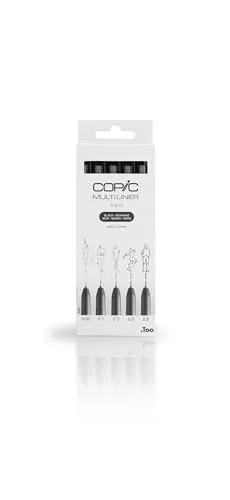 COPIC Multiliner Fineliner schwarz 0,05 + 0,1 + 0,3 + 0,5 + 0,8 mm, 5 St.