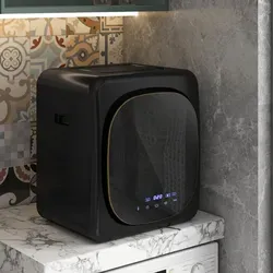 Wäschetrockner mit 6 Programm LED-Touchscreen 800W Mini Trockner Wandmontage Ablufttrockner 4 kg bis zu 60°C Schwarz - Schwarz