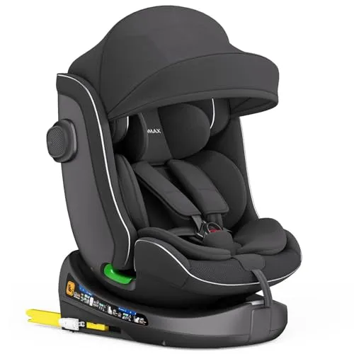 Kindersitz 360° drehbar mit Isofix - XOMAX C013 - Moderne Kindersitze für 0-36 kg, 360° drehbar für eine flexible Nutzung, atmungsaktiver Bezug und sicherer 5-Punkt-Gurt. Ideal für Babys und Kinder bis 12 Jahre.