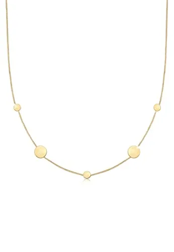 Elli Kette mit Anhänger Plättchen Matt Kreis Rund - Ketten mit Anhänger aus 925er Silber, handgefertigt mit mattierter Optik und Panzerkette, ideal für stilvolle Akzente.