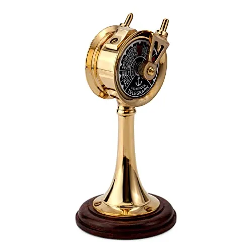 NKlaus Antik Maschinentelegraph aus Messing und Holz in gold von NKlaus