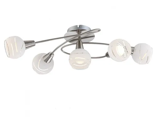 Elegante 5flammige Deckenleuchte E14 LED mit satinierten Glasschirmen