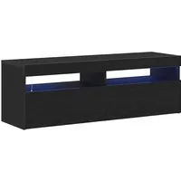 vidaXL TV-Schränk Schwarz 120 x 35 x 40 cm - TV-Halterungen mit integriertem LED-Streifenlicht für stimmungsvolle Beleuchtung. Moderner Schrank aus langlebigem Holzwerkstoff, ideal für stilvolle und praktische Wohnräume.