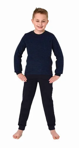 Normann Pyjama Kuscheliger Jungen langarm Frottee Schlafanzug mit Bündchen