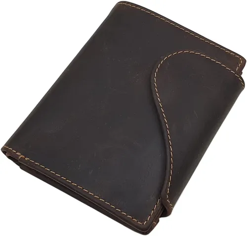 Vollrindleder Damen Geldbörse Geldbeutel Portemonnaie mit RFID Schutz in Braun